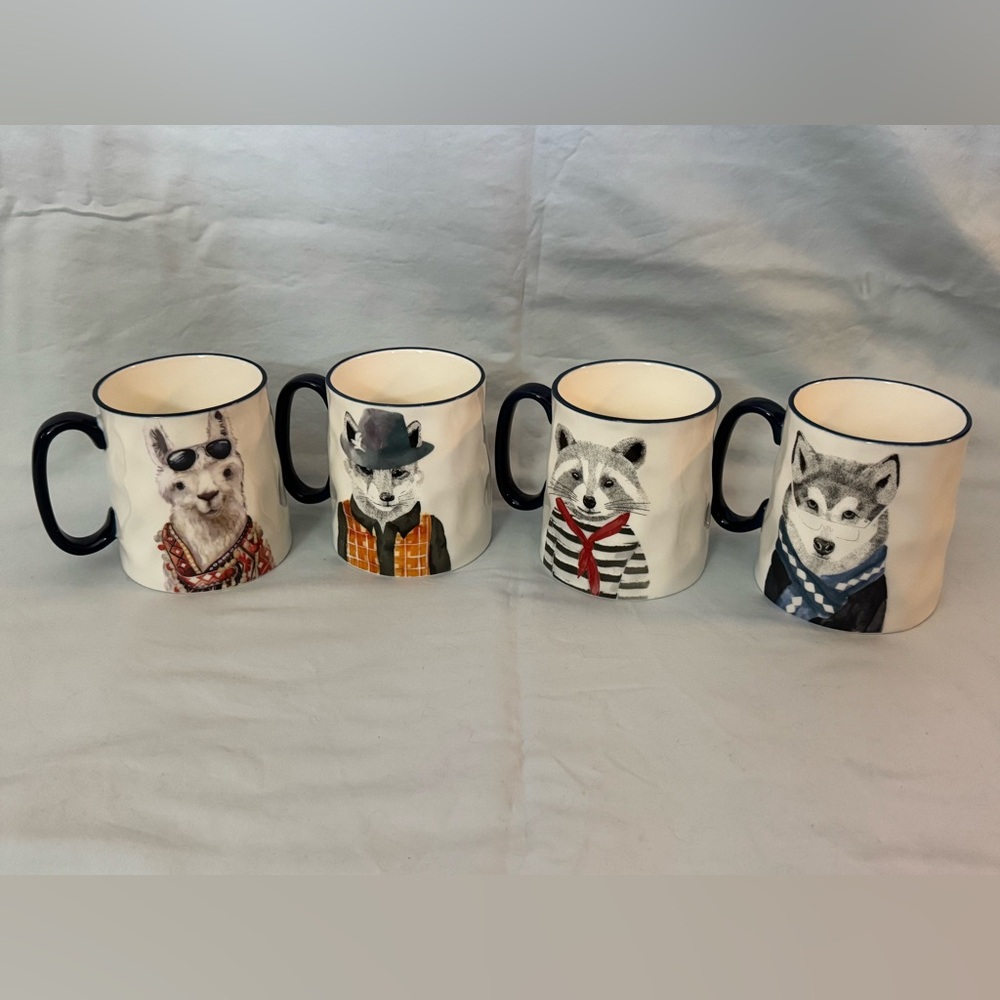 Signature Housewares Hipster Animal Coffee Mug Cup Fox-Llama-Raccoon-Wolf